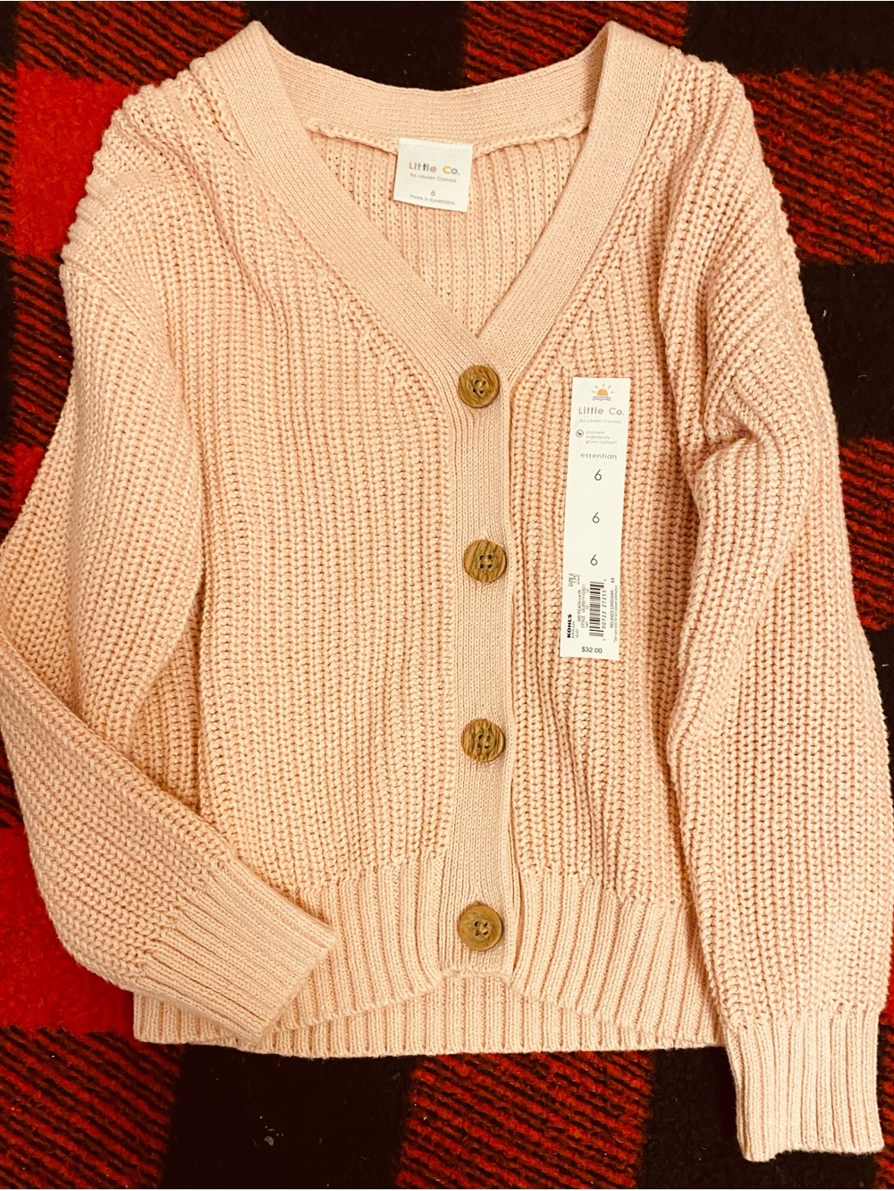 Little Co. Unisex' Pink Knit Button Cardigan Sweater Vest